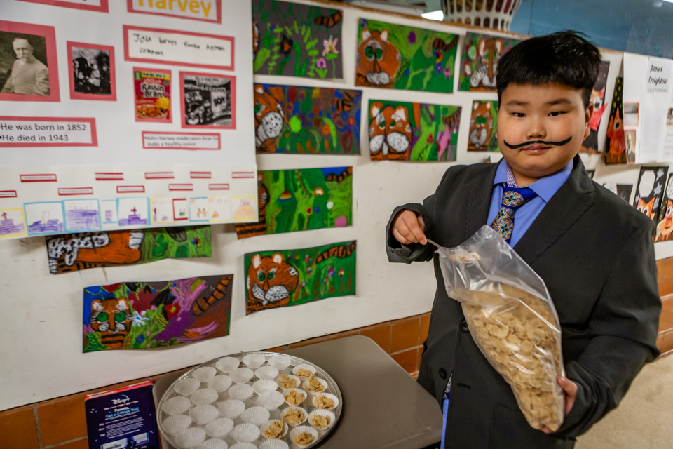 student giving his presentation 