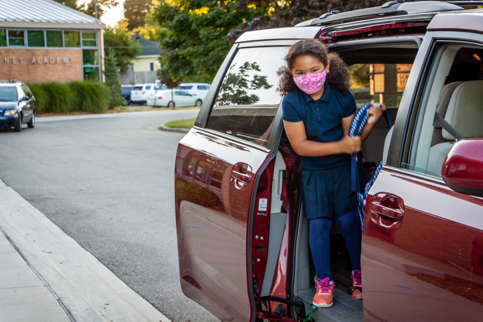 Transformative Stories student getting out of the car