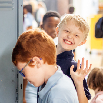 two boys at their lockers