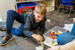 Boy learning science